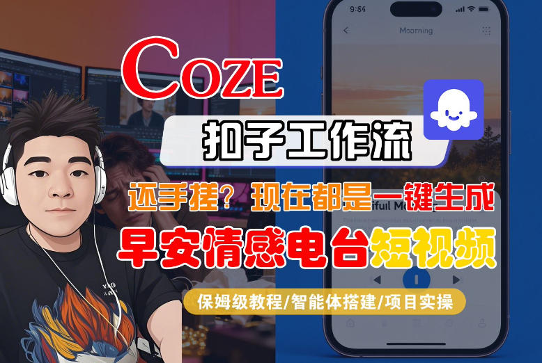 【Coze工作流搭建实操教程】【coze】早安情感电台日签视频还在手动做？用扣子工作流自动生成，省时90%-知芽创业社