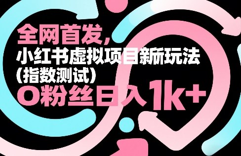 全网首发，小红书虚拟项目新玩法(指数测试)，0粉丝日入1k+，整个玩法完整拆解！-知芽创业社