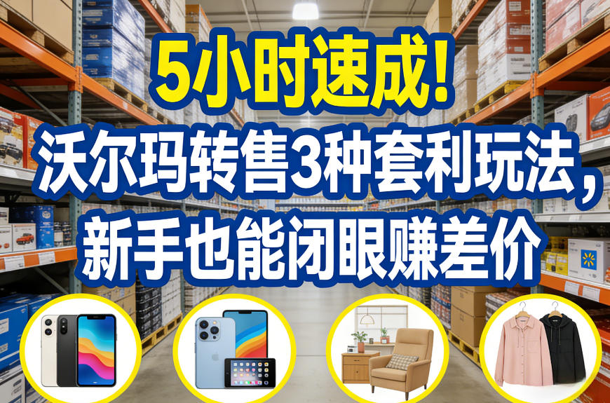 5小时速成！沃尔玛转售3种套利玩法，新手也能闭眼賺差价-小艾项目网