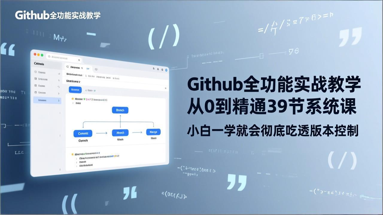GitHub-全功能实战教学，从0到精通39节系统课，小白一学就会彻底吃透版本控制-知芽创业社