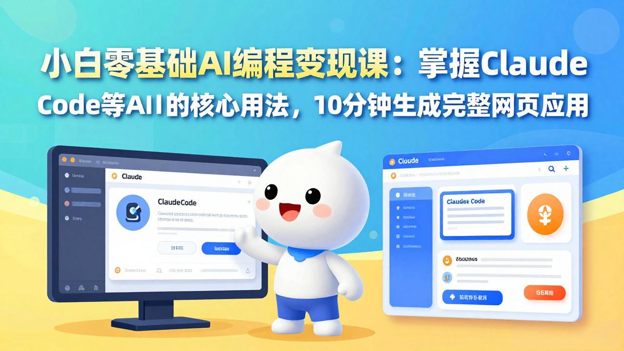 小白零基础AI编程变现课：掌握Claude Code等AI工具的核心用法，10分钟生成完整网页应用-知芽创业社