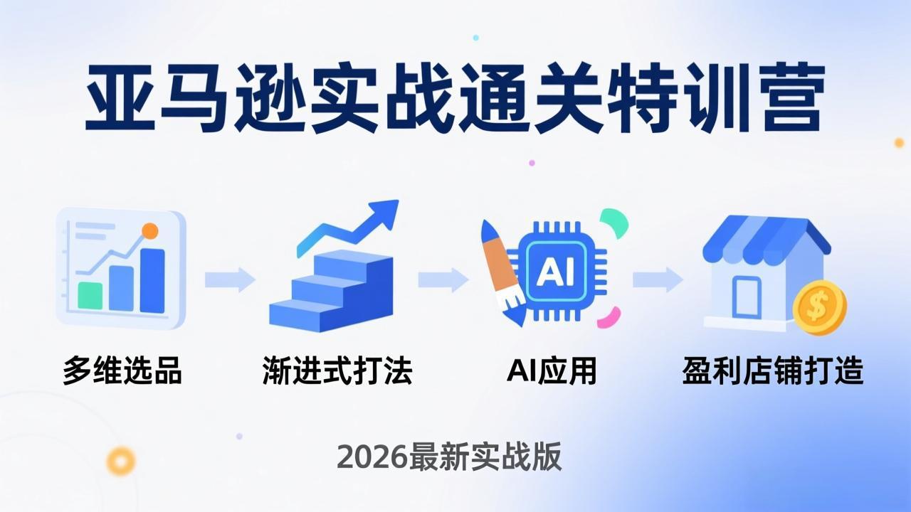 亚马逊实战通关特训营：2026年3月更新，多维选品+渐进式打法+AI应用，从0到1打造盈利店铺-知芽创业社