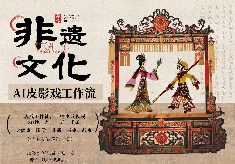 AI一键生成民俗文化非遗皮影戏视频，一刀不剪无需剪辑，30S一条，一天上百条，流量财富嘎嘎猛-知芽创业社