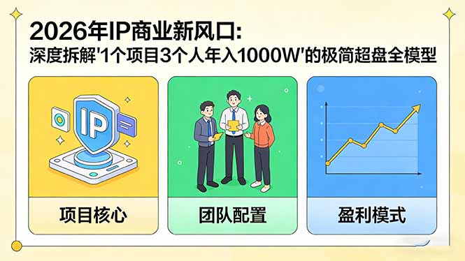 2026年IP商业新风口：深度拆解“1个项目3个人年入1000W”的极简超盘全模型-小艾项目网