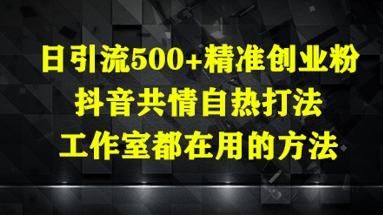 日引流500+精准创业粉，抖音共情自热打法，工作室都在用的方法-知芽创业社