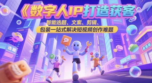 数字人IP打造获客变现实操课，智能选题、文案、剪辑、包装一站式解决短视频创作难题-知芽创业社