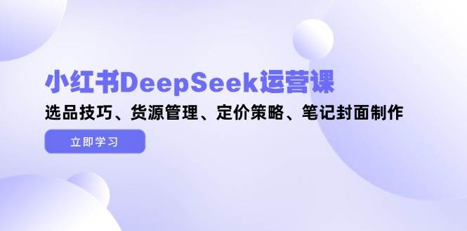 小红书DeepSeek运营课，选品技巧、货源管理、定价策略、笔记封面制作-知芽创业社