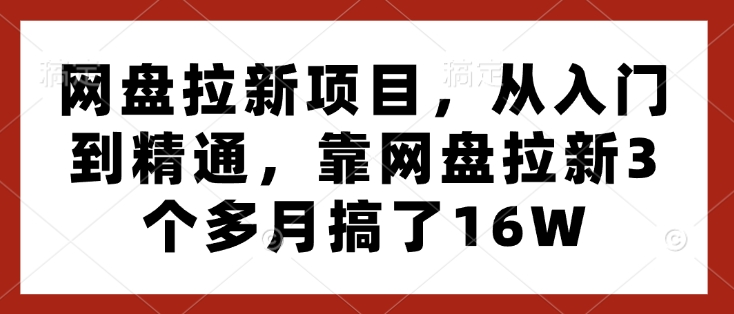 网盘拉新项目，从入门到精通，靠网盘拉新3个多月搞了16W-小艾项目网