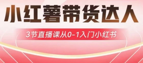 小红薯达人带货启航计划，3节直播课从0-1入门小红书-知芽创业社