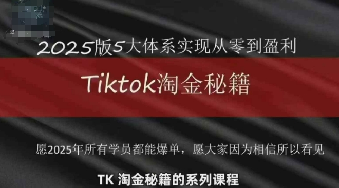 TikTok跨境2025淘金秘籍，​2025TikTok从0到盈利变现-知芽创业社
