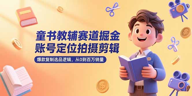 童书教辅赛道掘金，账号定位拍摄剪辑，爆款复制选品逻辑，从0到百万销量-知芽创业社