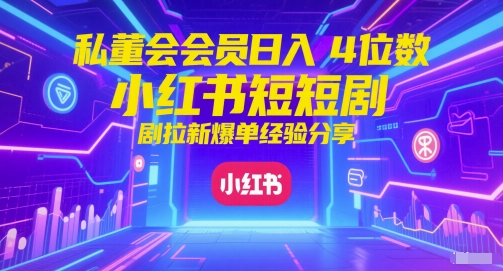 私董会会员日入4位数小红书红果短剧拉新爆单经验分享-知芽创业社