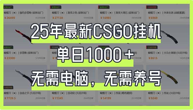 25年最新CSGO挂机系统，单日1000+，无需电脑，无需养号，0基础可上手-知芽创业社