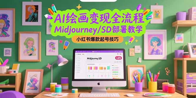 AI绘画变现全流程，Midjourney/SD部署教学，小红书爆款起号技巧-知芽创业社