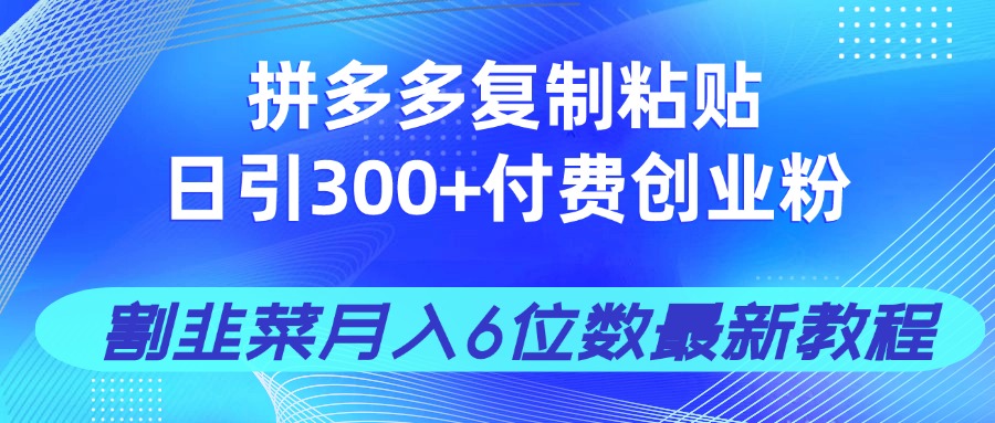 拼多多复制粘贴日引300+付费创业粉，割韭菜月入6位数最新教程！-知芽创业社