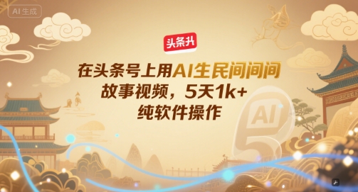 在头条号上用AI生民间故事视频，5天1k+，纯软件操作-知芽创业社