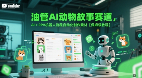 油管AI动物故事赛道，AI+RPA机器人流程自动化制作素材【保姆级教程】-知芽创业社