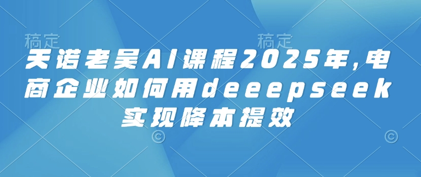 天诺老吴AI课程2025年，电商企业如何用deeepseek实现降本提效-小艾项目网