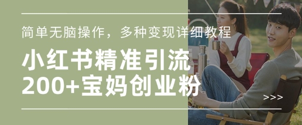 小红书混剪日引200+宝妈创业粉，简单无脑操作，多种变现详细教程-小艾项目网