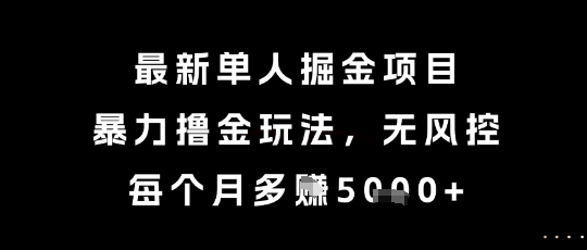 最新单人掘金项目，暴力撸金玩法，无风控，每个月多挣5k+【揭秘】-知芽创业社