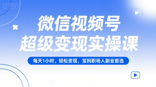 微信视频号超级变现实操课，每天1小时，轻松变现，宝妈职场人副业首选-知芽创业社