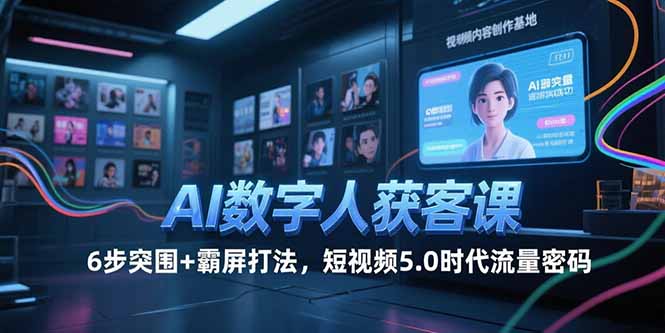 AI数字人获客课，6步突围+霸屏打法，短视频5.0时代流量密码-小艾项目网
