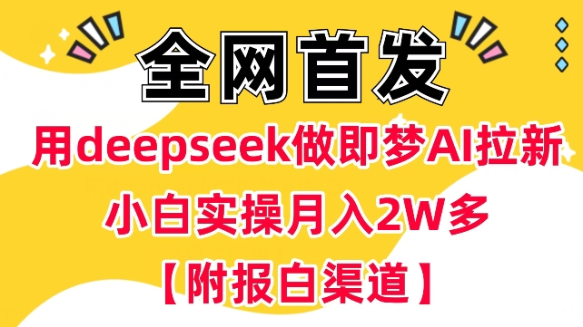 用deepseek做即梦Ai拉新&nbsp;小白实操月入过W+【附报白渠道】