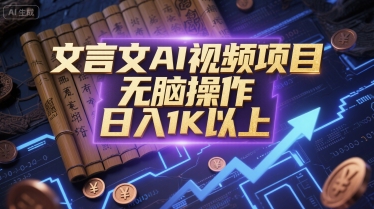 文言文AI视频项目，无脑操作，日入1K以上-知芽创业社