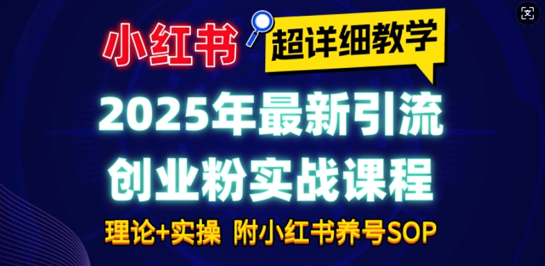 2025年最新小红书引流创业粉实战课程【超详细教学】小白轻松上手，月入1W+，附小红书养号SOP-知芽创业社
