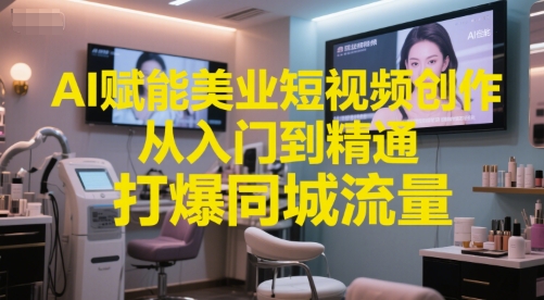 AI赋能美业短视频创作，从入门到精通，打爆同城流量，超级AI工具短视频实操落地-知芽创业社