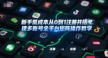 新手低成本从0到1注册并搭建多账号全平台矩阵操作教学，手机号-邮箱-IP-工具-知芽创业社