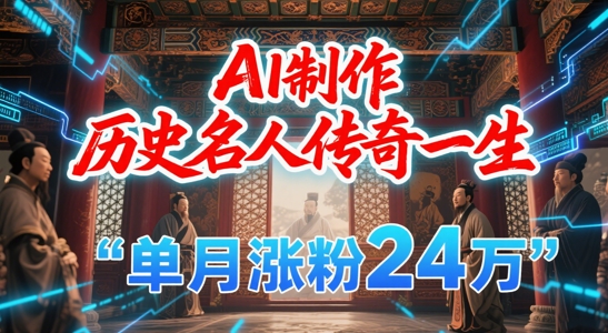 暴力起号！用AI制作历史名人传奇一生，单月涨粉24W，涨粉+变现赛道黑马来了-知芽创业社