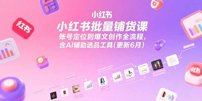 小红书批量铺货课，账号定位到爆文创作全流程，含AI辅助选品工具(更新6月-知芽创业社