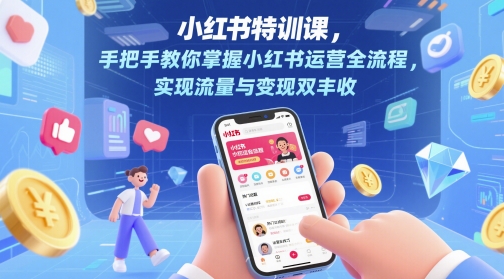小红书特训课，手把手教你掌握小红书运营全流程，实现流量与变现双丰收-知芽创业社