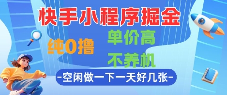 快手小程序掘金，纯0撸，单价高不养机 利用空闲时间做一做，一天好几张【揭秘】-小艾项目网