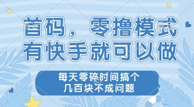 首码零撸项目，有快手就可以做，每天业务时间搞个几张不是问题【揭秘】-知芽创业社