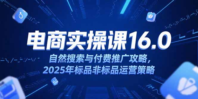 淘宝电商运营课16.0，自然搜索与付费推广攻略，2025年标品非标品运营策略-知芽创业社