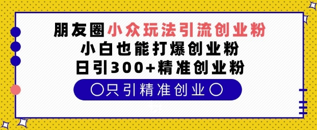 朋友圈小众玩法引流创业粉，小白也能打爆创业粉，日引300+精准创业粉【揭秘】-知芽创业社