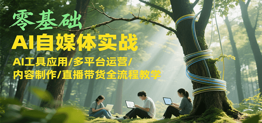 零基础AI自媒体实战，AI工具应用/多平台运营/内容制作/直播带货全流程教学-知芽创业社
