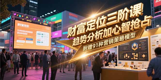 财富定位三阶课，趋势分析加心智抢占，附赠91种营销策略模型-知芽创业社