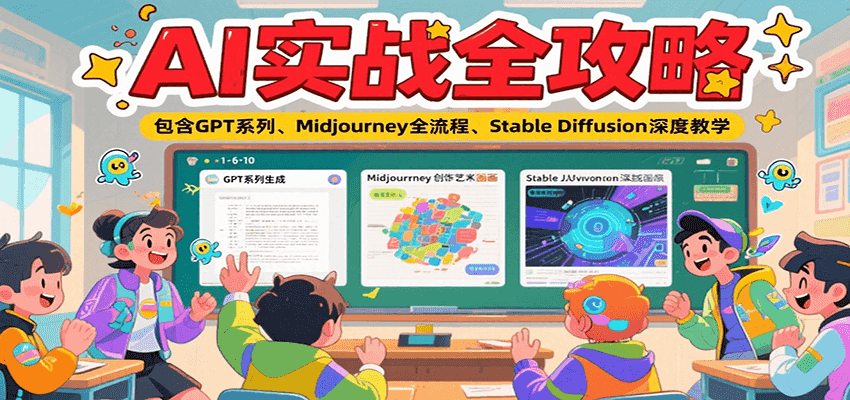 AI实战全攻略，包含GPT系列、Midjourney全流程、Stable Diffusion深度教学-知芽创业社
