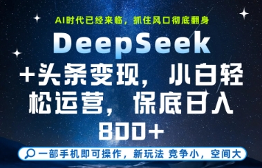 DeepSeek+头条变现，保姆级教学，小白轻松上手，日入8张+【揭秘】-知芽创业社