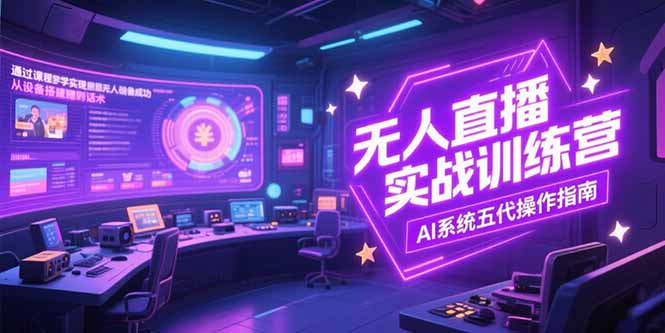 无人直播实操训练营，从设备搭建到话术，AI系统五代操作指南(7月更新-知芽创业社