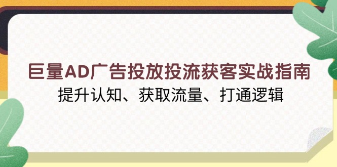 巨量AD广告投放投流获客实战指南，提升认知、获取流量、打通逻辑-小艾项目网