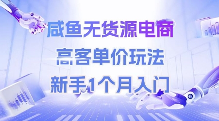 咸鱼无货源电商，高客单价玩法，新手1个月入门-知芽创业社