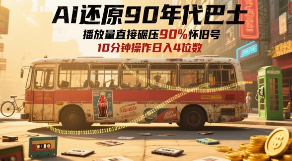 AI还原90年代巴士，一帧就让70后泪崩，播放量直接碾压90%怀旧号，每天操作十分钟，日入四位数-知芽创业社