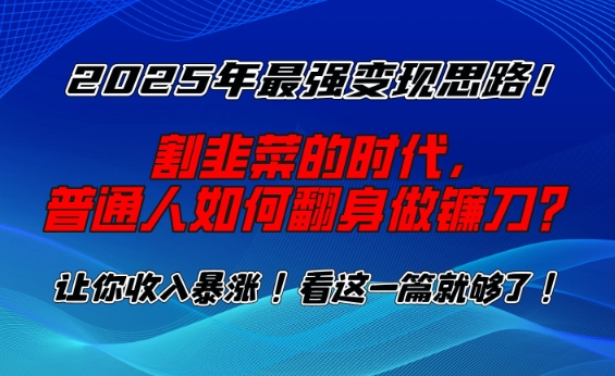 2025年最强变现思路，割韭菜的时代， 普通人如何翻身做镰刀？【揭秘】-小艾项目网