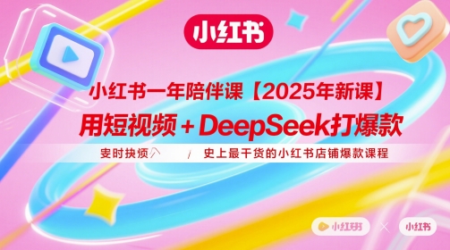 小红书一年陪伴课【2025年新课】，用短视频+deepSeek打爆款，史上最干货的小红书店铺爆款课程-知芽创业社