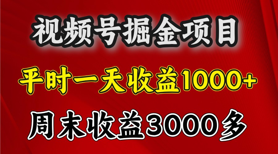 一天收益1000+ 视频号掘金，周末收益会更高些-知芽创业社