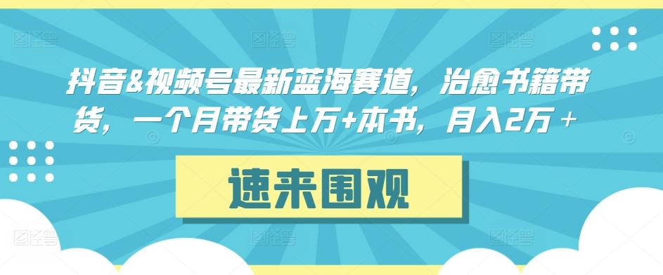 抖音&视频号最新蓝海赛道，治愈书籍带货，一个月带货上万+本书，月入2万＋【揭秘】-知芽创业社